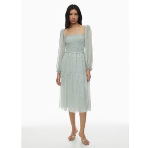 Aritzia Wilfred Nella Squareneck Fit-and-Flare Chiffon Midi Dress